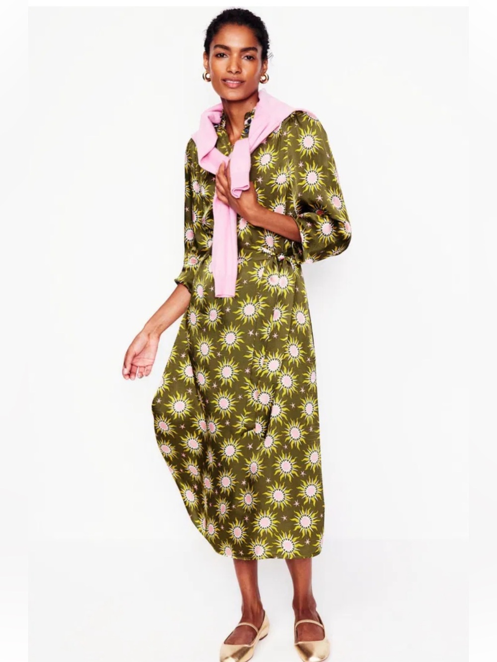 Boden Jasmine Satin Midi Shirt Dress Size 14R - Picture 2 of 11